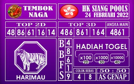 Prediksi Togel Hk siang hari ini 24 Februari 2022