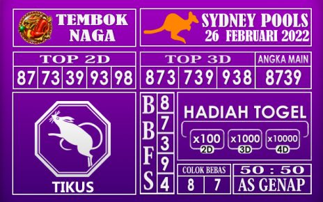 Prediksi Togel Sydney hari ini 26 Februari 2022