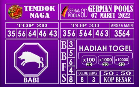 Prediksi Togel German hari ini 07 Maret 2022