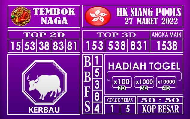 Prediksi Togel hk siang hari ini 27 Maret 2022