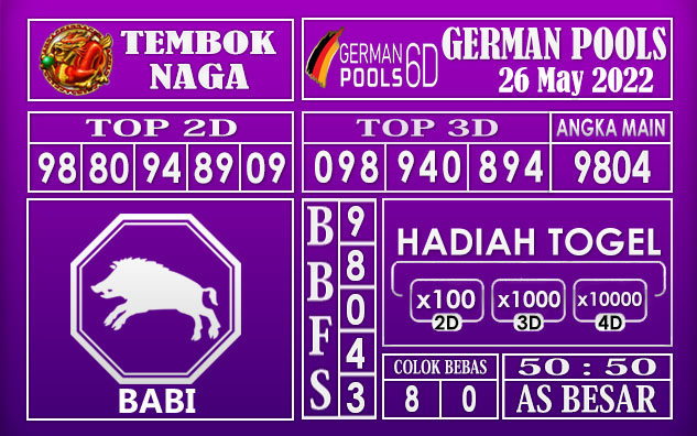 Prediksi Togel German Hari Ini 26 MAY 2022