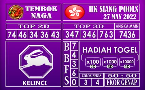 Prediksi Togel Hk Siang Hari Ini 27 May 2022