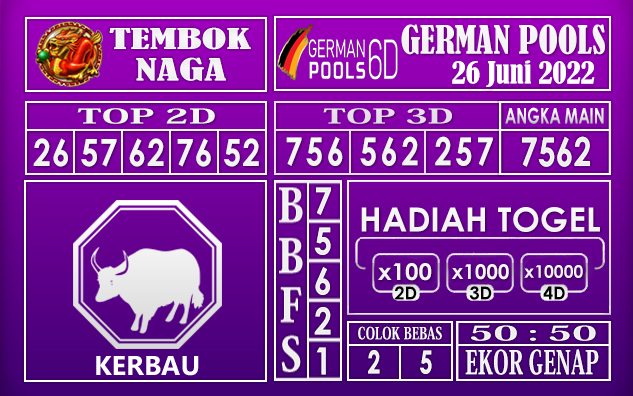 Prediksi Togel German Hari Ini 26 Juni 2022