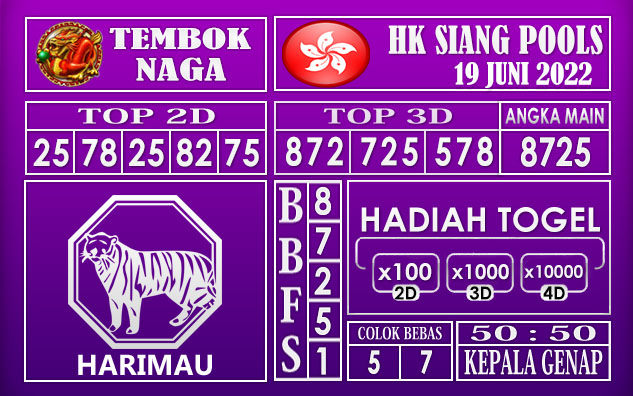 Prediksi Togel Hk Siang Hari Ini 19 Juni 2022