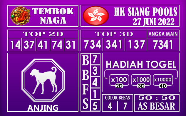 Prediksi Togel Hk Siang Hari Ini 27 Juni 2022