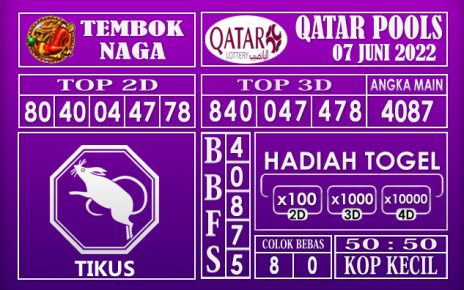 Prediksi Togel Qatar Hari Ini 07 Juni 2022