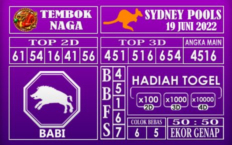 Prediksi Togel Sydney Hari Ini 19 Juni 2022