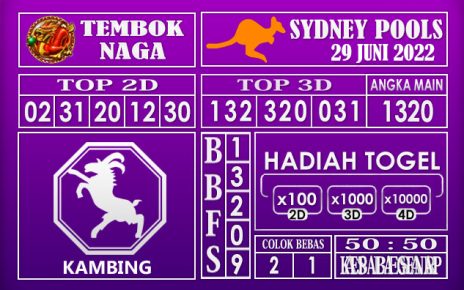 Prediksi Togel Sydney Hari Ini 29 Juni 2022