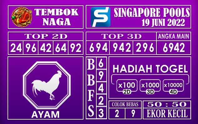 Prediksi Togel Singapore Hari Ini 19 Juni 2022