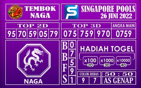 Prediksi Togel Singapore Hari Ini 26 Juni 2022