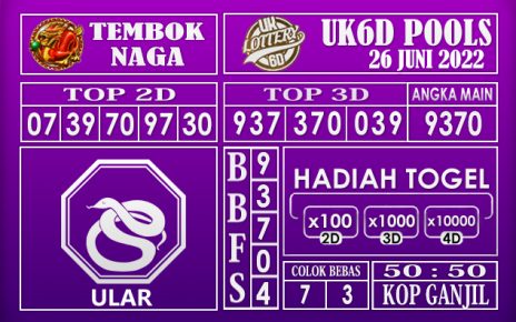 Prediksi Togel UK6D Hari Ini 26 Juni 2022