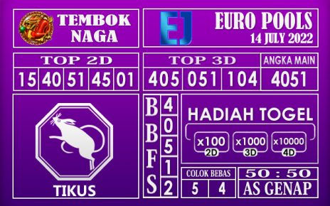 Prediksi Togel Euro Hari Ini 14 July 2022