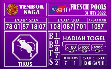 Prediksi Togel French Hari Ini 31 July 2022