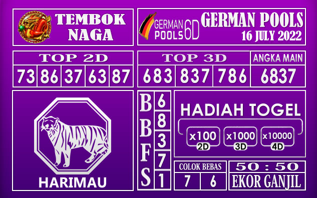 Prediksi Togel German Hari Ini 16 July 2022