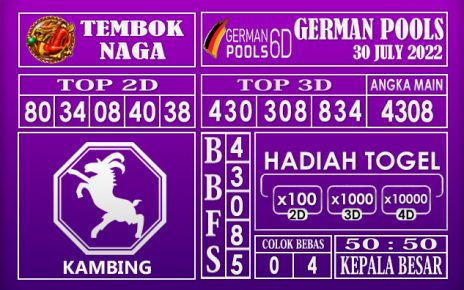 Prediksi Togel German Hari Ini 30 July 2022