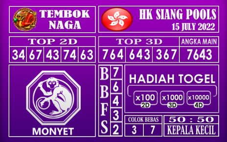 Prediksi Togel Hk Siang Hari Ini 15 July 2022