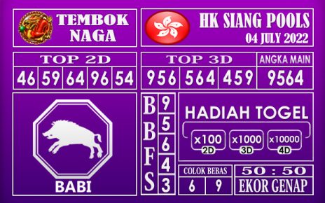 Prediksi Togel Hk Siang Hari Ini 04 July 2022