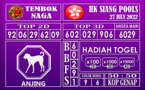 Prediksi Togel Hk Siang Hari Ini 27 July 2022