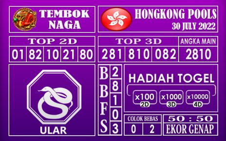 Prediksi Togel Hongkong Hari Ini 30 July 2022