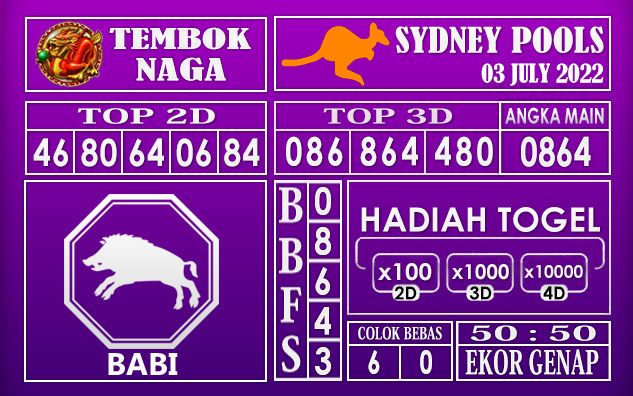 Prediksi Togel Sydney Hari Ini 03 July 2022