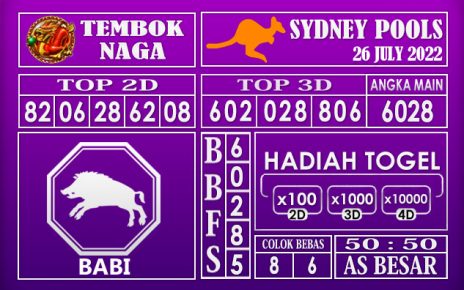 Prediksi Togel Sydney Hari Ini 26 July 2022