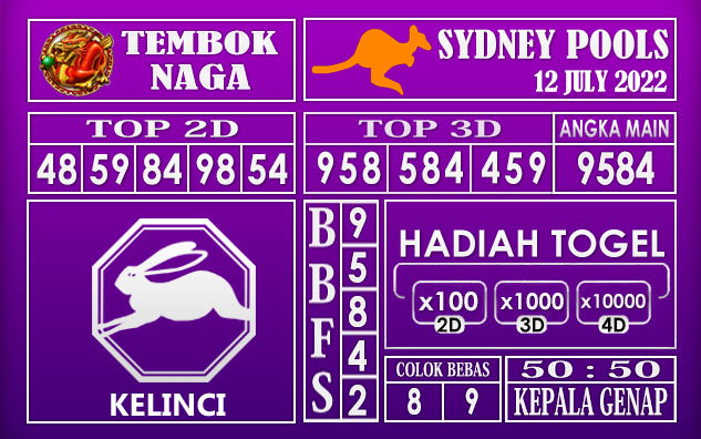 Prediksi Togel Sydney Hari Ini 12 July 2022