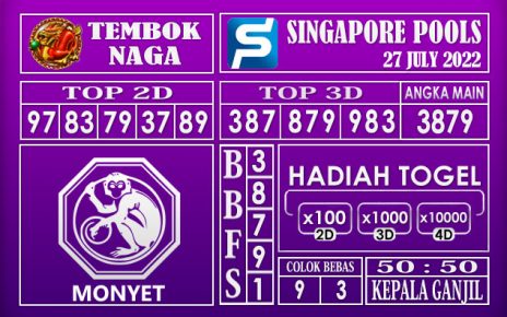 Prediksi Togel Singapore Hari Ini 27 July 2022