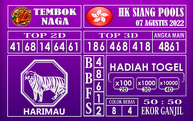 Prediksi togel Hk siang hari ini 07 Agustus 2022