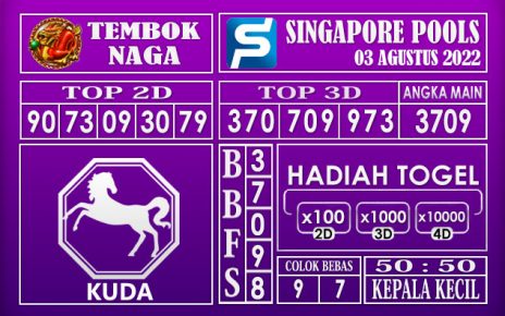 Prediksi Togel Singapore Hari Ini 03 Agustus 2022